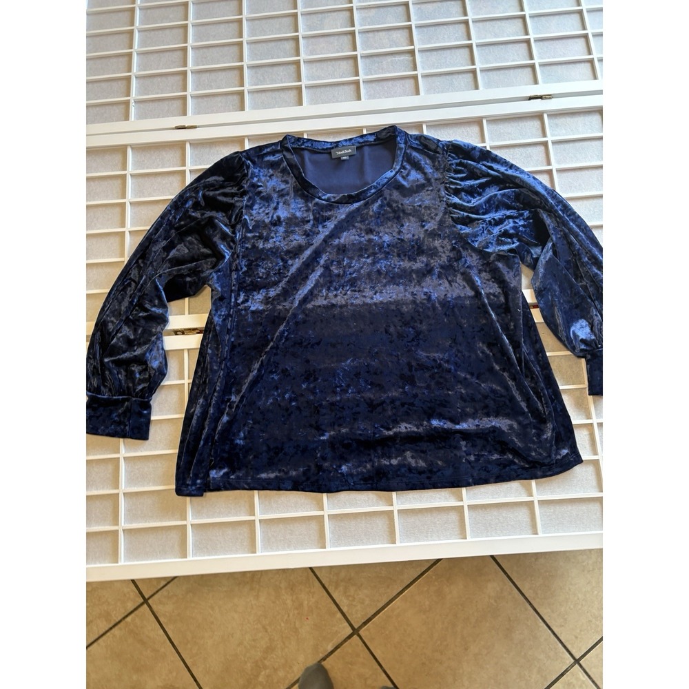 ModCloth 4x Velvet Balloon Sleeve Royal Blue Regenycore Victorian Ethereal Top